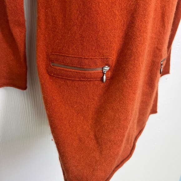 Fenn Wright - Burnt Orange Long Sleeve Zip Pocket 100 Percent Cashmere Sweater M - Picture 4 of 11